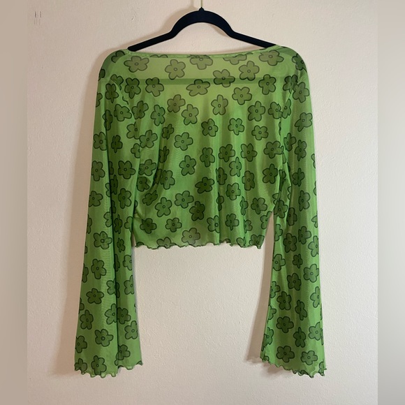Shein Curve Green Floral Crop Top Size XL Shirt - Picture 2 of 4